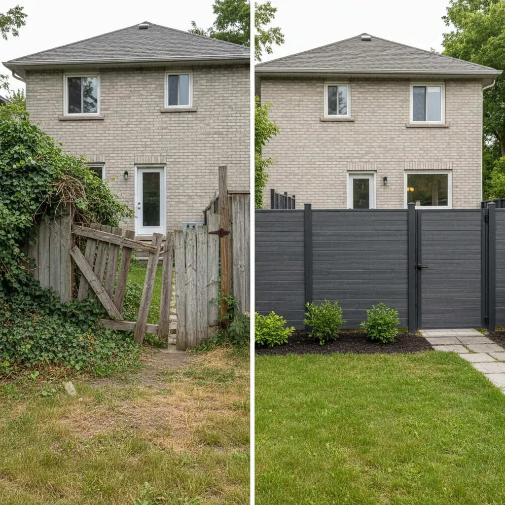 Fence contractor transformation - before and after by Urban Landscaping Laval in Laval